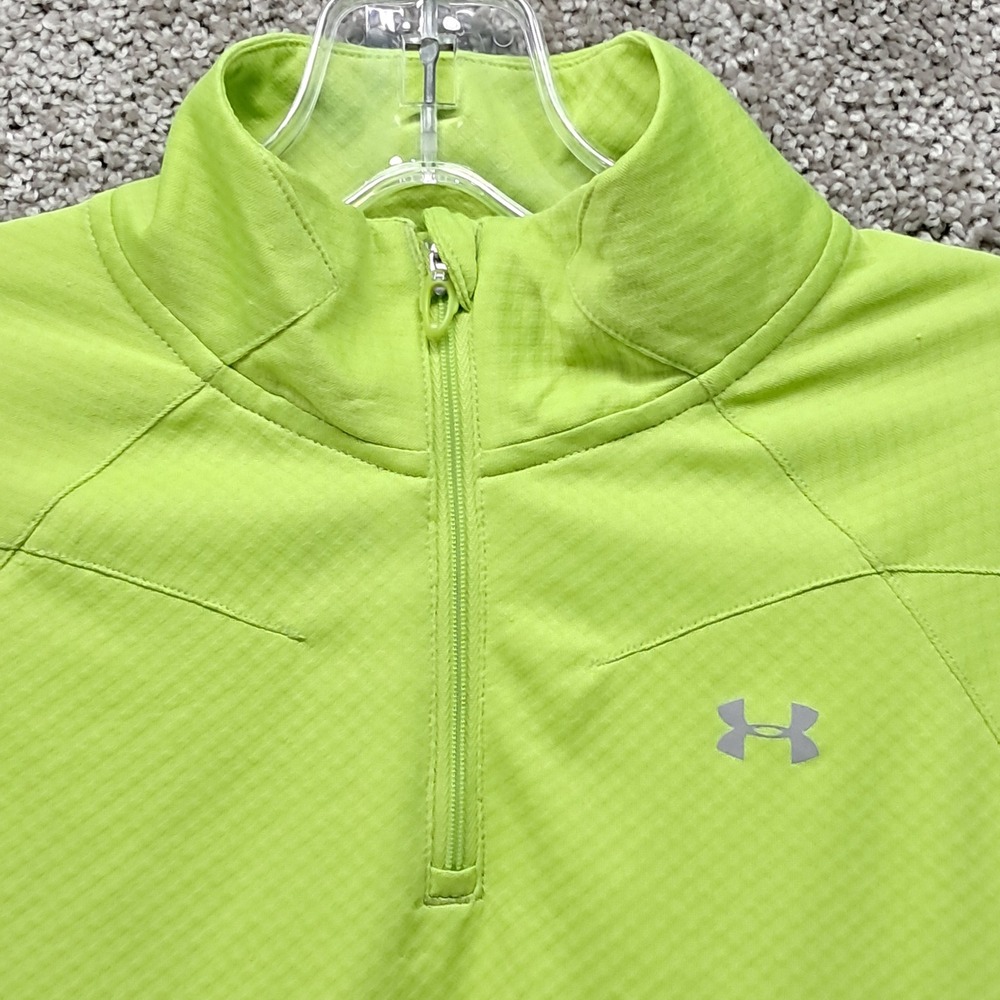 Under Armour Womens HeatGear Lime Green Quarter Zip Pullover Semi-Fitted Medium - Picture 2 of 8
